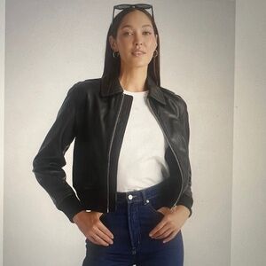 Quince 100% Washed Leather Bomber Jacket - Medium